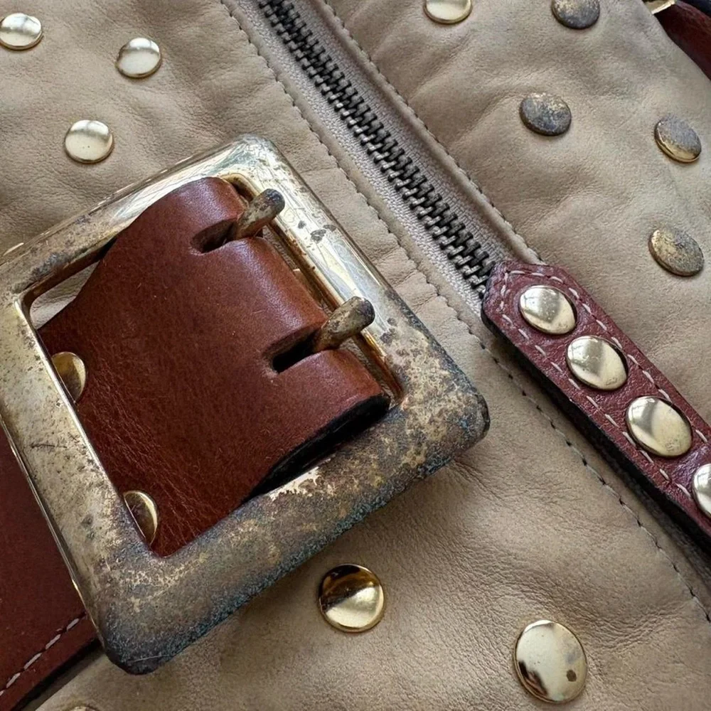 Y2K Be & D Garbo Leather Studded Satchel Duffle Bag TLC PROJECT